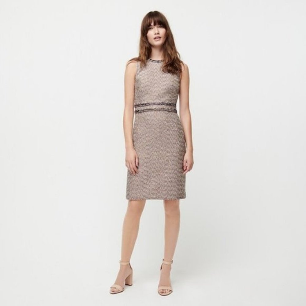 J Crew Twinkle Tweed Sheath Metallic Dress Size 10